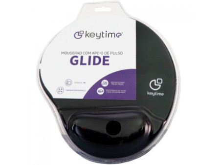 Mousepad Keytime Glide, Apoio de Pulso, 225x220mm, Preto, KYT0017