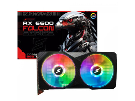 Placa De Vídeo SuperFrame AMD Radeon RX 6600 Falcon, 8GB, GDDR6, RGB, FSR, Ray Tracing, Black, SF-GC-FCAM66008GD6B