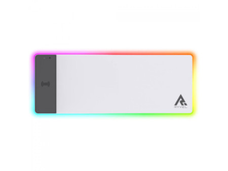 Mousepad Gamer Ryvel White RGB Charge, Grande, 800x300mm, Com Carregador Wireless, Branco, RY-MP-CG-WT