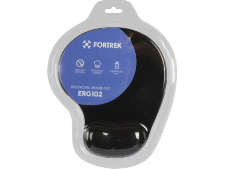 Mousepad Fortrek Ergonomico Gel, Com Apoio de Pulso, 235x200, Preto, ERG-102