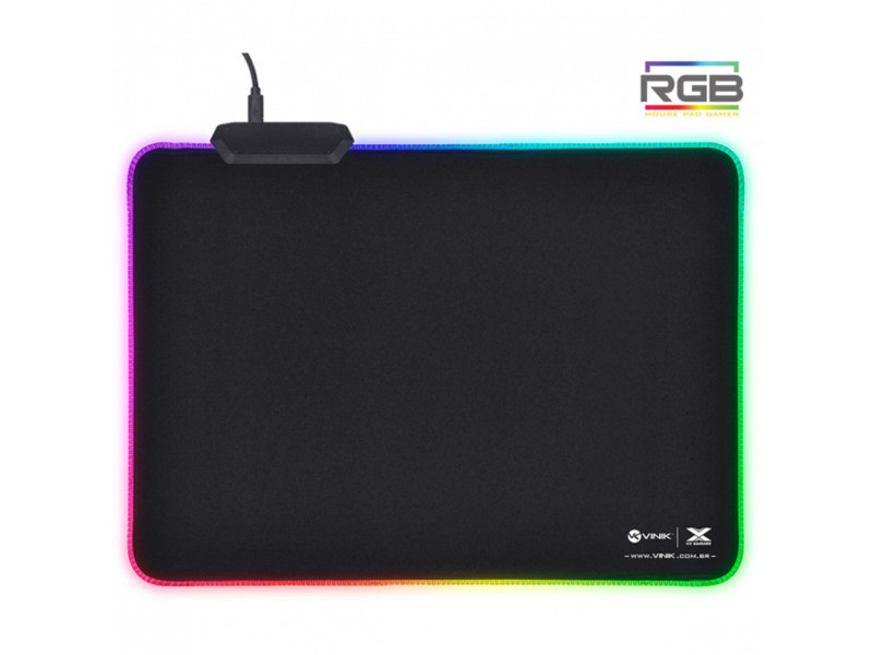 Mousepad Gamer Vinik RGB, 250X350X3mm, Borda Costurada, Black