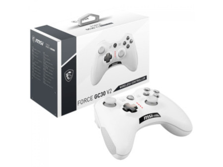 Controle Gamer MSI Force GC30 V2 White, Wireless/USB, PC e Android, Branco