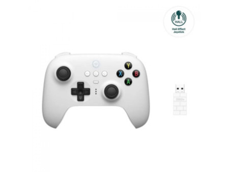 Controle Gamer 8BitDo Ultimate 2.4G Wireless, Bluetooth, Windows, Android, Apple, SteamOS, Hall Effect, Branco, 81HA07