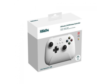Controle Gamer 8BitDo Ultimate 2.4G Wireless, Bluetooth, Windows, Android, Apple, SteamOS, Hall Effect, Branco, 81HA07