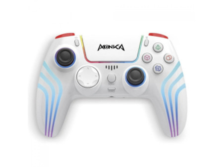 Controle Gamer Marvo Monka GT96, Sem Fio, RGB, PS4/PS3, Branco, GT-96
