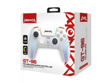 Controle Gamer Marvo Monka GT96, Sem Fio, RGB, PS4/PS3, Branco, GT-96