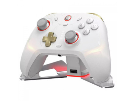 Controle Gamer GameSir Cyclone 2, RGB, Wireless/Bluetooth, Hall Effect, Com Base de Carregamento, Branco, BDL-WT
