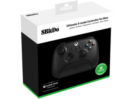 Controle Gamer 8BitDo Ultimate 3-Mode Para Xbox, Com Joystick Hall Effect, Windows/Android, Licenciado Microsoft, Preto, 81HB02D