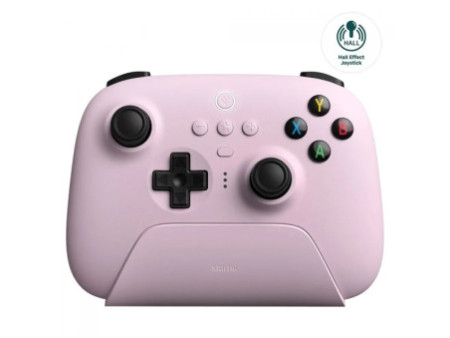 Controle Gamer 8BitDo Ultimate 2.4G Wireless, Bluetooth, Windows, Android, Apple, SteamOS, Hall Effect, Rosa, 81HA10