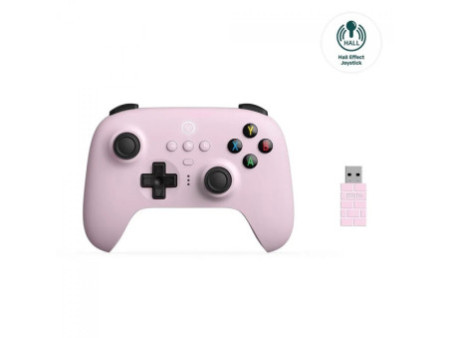 Controle Gamer 8BitDo Ultimate 2.4G Wireless, Bluetooth, Windows, Android, Apple, SteamOS, Hall Effect, Rosa, 81HA10