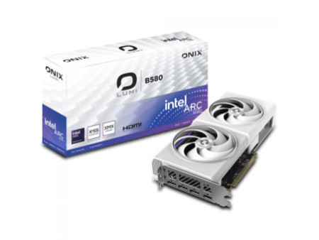 Placa De Vídeo Onix Lumi Intel Arc B580 OC, 12GB, GDDR6, Xe2, Ray Tracing, White, 8346-00278