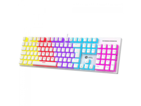 Teclado Mecânico Gamer Ninja Leap Pudim, Switch Blue, Rainbow, ABNT2, Full Size, White, GN-KB-LPFSWPRUAB
