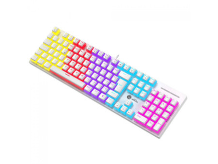 Teclado Mecânico Gamer Ninja Leap Pudim, Switch Blue, Rainbow, ABNT2, Full Size, White, GN-KB-LPFSWPRUAB
