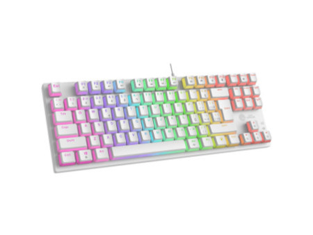 Teclado Mecânico Gamer Ninja Leap Pudim, Switch Blue, Rainbow, ABNT2, White