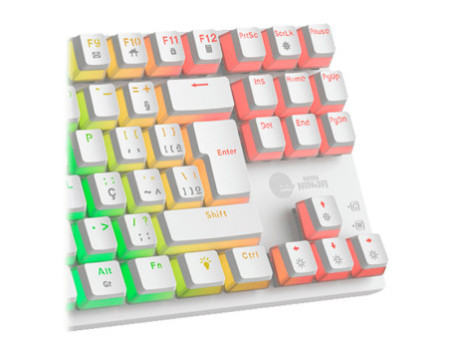 Teclado Mecânico Gamer Ninja Leap Pudim, Switch Blue, Rainbow, ABNT2, White