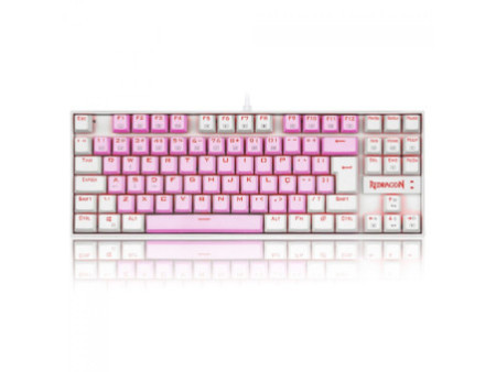 Teclado Mecânico Gamer Redragon Kumara, Switch Brown, LED Red, ABNT2, Pink/White, K552PW PT-BROWN
