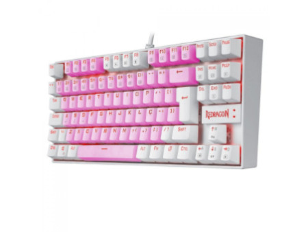 Teclado Mecânico Gamer Redragon Kumara, Switch Brown, LED Red, ABNT2, Pink/White, K552PW PT-BROWN