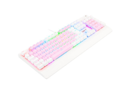 Teclado Mecânico Gamer Redragon Kala RGB, Pink e Branco, Switch Brown, ABNT2, Full-Size K557PW-RGB