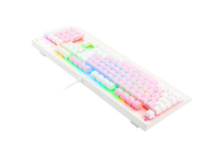 Teclado Mecânico Gamer Redragon Kala RGB, Pink e Branco, Switch Brown, ABNT2, Full-Size K557PW-RGB