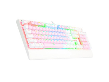 Teclado Mecânico Gamer Redragon Kala RGB, Pink e Branco, Switch Brown, ABNT2, Full-Size K557PW-RGB