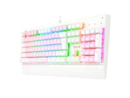 Teclado Mecânico Gamer Redragon Kala RGB, Pink e Branco, Switch Brown, ABNT2, Full-Size K557PW-RGB