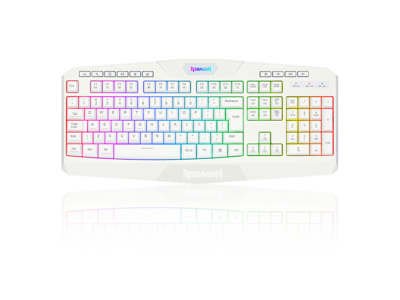 Teclado Gamer Redragon Harpe 2, Membrana, RGB, ABNT2, Full-Size, White, K503W-RGB V2