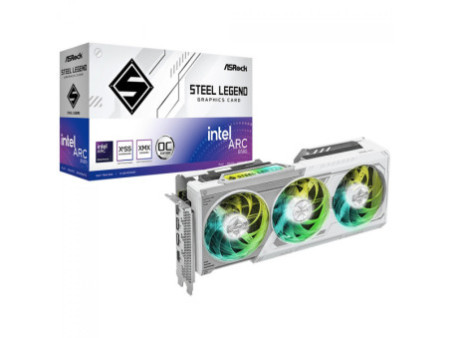 Placa De Vídeo ASRock Intel Arc B580 Steel Legend OC, 12GB, GDDR6, XeSS, Ray Tracing, Branco, B580 SL 12GO