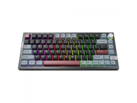 Teclado Mecânico Gamer Montech MKey PRO 75 DY Darkness, RGB, Wireless, Bluetooth, Switch Gateron Yellow, ANSI, 75%, Preto e Cinz