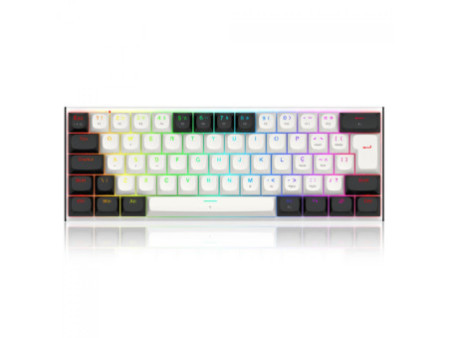 Teclado Magnético Gamer Fidd, USB, RGB, 60%, Switch Pink Magnético, ABNT2, Black/White, K683BW-RGB PT