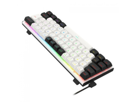 Teclado Magnético Gamer Fidd, USB, RGB, 60%, Switch Pink Magnético, ABNT2, Black/White, K683BW-RGB PT