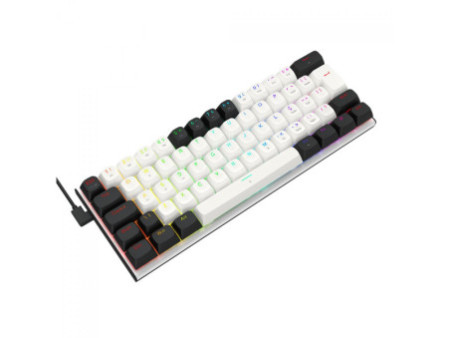 Teclado Magnético Gamer Fidd, USB, RGB, 60%, Switch Pink Magnético, ABNT2, Black/White, K683BW-RGB PT