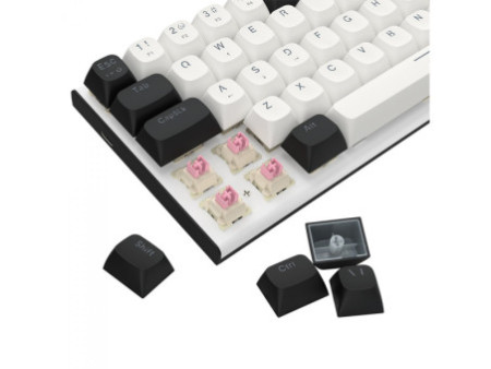 Teclado Magnético Gamer Fidd, USB, RGB, 60%, Switch Pink Magnético, ABNT2, Black/White, K683BW-RGB PT