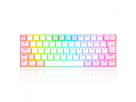 Teclado Mecânico Gamer Redragon Draconic Pro, RGB, 60%, Switch Brown. ABNT, Bluetooth, White/Pink, K530WP-RGB-PRO (PT-BROWN)