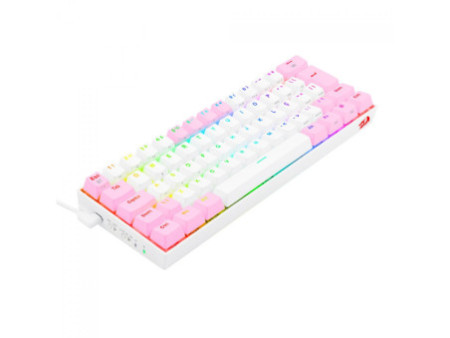 Teclado Mecânico Gamer Redragon Draconic Pro, RGB, 60%, Switch Brown. ABNT, Bluetooth, White/Pink, K530WP-RGB-PRO (PT-BROWN)