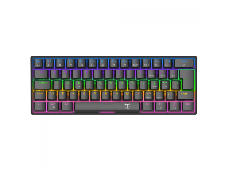 Teclado Mecânico Gamer T-Dagger Arena, Rainbow, Switch Brown, 60%, ABNT2, Preto, T-TGK321-BR ABNT-2