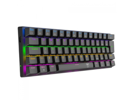 Teclado Mecânico Gamer T-Dagger Arena, Rainbow, Switch Brown, 60%, ABNT2, Preto, T-TGK321-BR ABNT-2