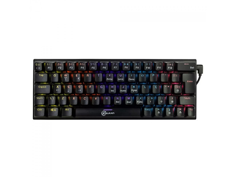 Teclado Mecânico Gamer Kalkan Loki 60%, Rainbow, Switch Kalkan YH Brown, ABNT2, Preto, KLK00015