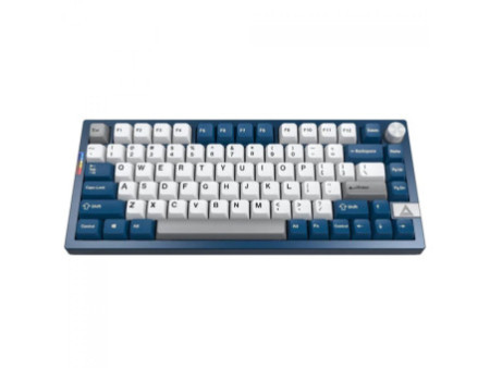 Teclado Mecânico Gamer Montech MKey PRO 75 FY Freedom, RGB, Wireless, Bluetooth, Switch Gateron Yellow, ANSI, 75%, Azul e Branco
