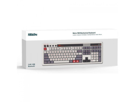 Teclado Mecânico Gamer 8BitDo Retro 108 N Edition, Wireless, Bluetooth, USB, ANSI, Switch Kailh Box White V2, 85HC02