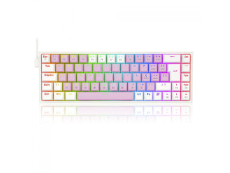Teclado Mecânico Gamer Redragon Castor, RGB, Switch Blue, ABNT2, Pink and White, K631PW-RGB (PT-BLUE)