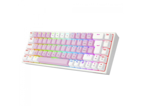 Teclado Mecânico Gamer Redragon Castor, RGB, Switch Blue, ABNT2, Pink and White, K631PW-RGB (PT-BLUE)