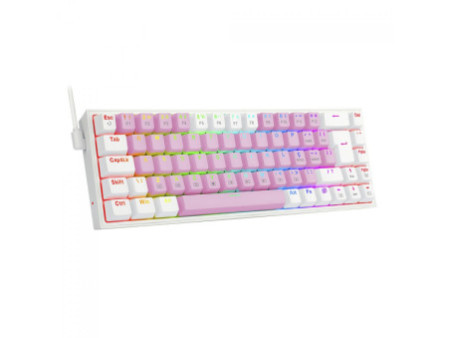 Teclado Mecânico Gamer Redragon Castor, RGB, Switch Blue, ABNT2, Pink and White, K631PW-RGB (PT-BLUE)