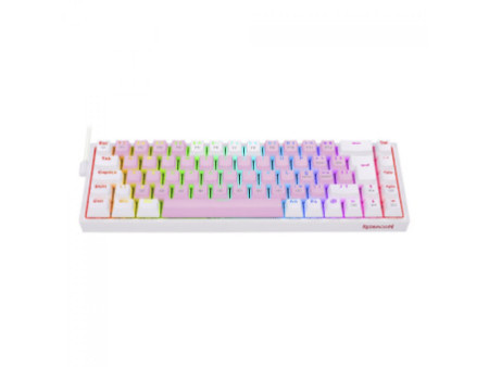 Teclado Mecânico Gamer Redragon Castor, RGB, Switch Blue, ABNT2, Pink and White, K631PW-RGB (PT-BLUE)