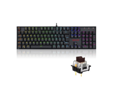 Teclado Mecânico Gamer Redragon Mitra K551 RGB, Switch Brown, ABNT2, Full-Size, Black