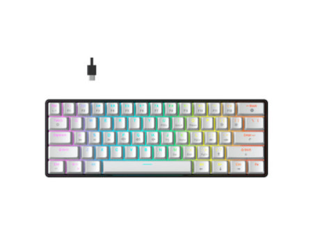 Teclado Mecânico Gamer Force One Atlas 60%, RGB, Switch Red, White, FR.TC.A6.01