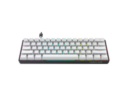 Teclado Mecânico Gamer Force One Atlas 60%, RGB, Switch Red, White, FR.TC.A6.01