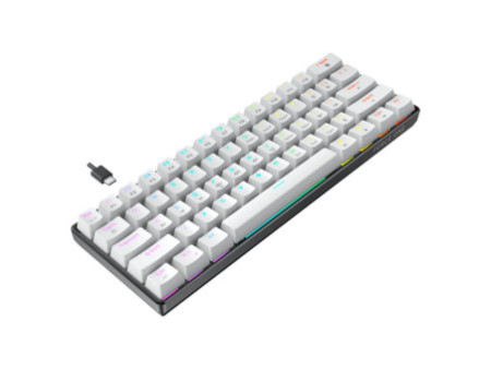 Teclado Mecânico Gamer Force One Atlas 60%, RGB, Switch Red, White, FR.TC.A6.01