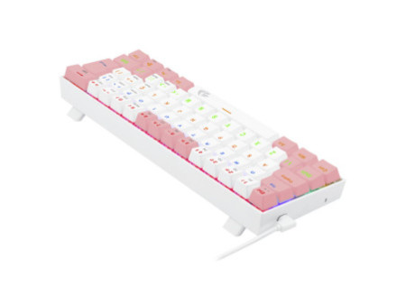 Teclado Gamer Mecânico Redragon Lakshmi Lunar White e Pink, Rainbow, Switch Blue, ABNT2, K606WP-R