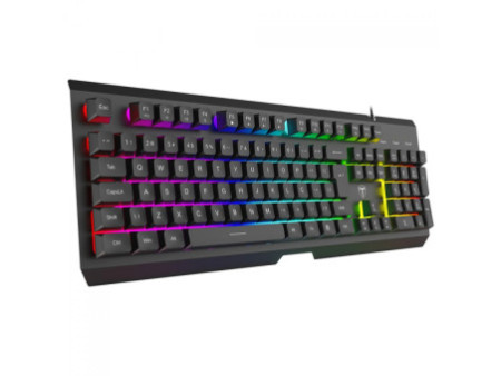 Teclado Gamer T-Dagger Nova, RGB, Membrana, Full Size, ABNT2, Preto, T-TGK110