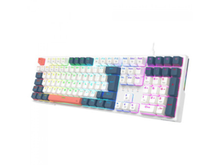 Teclado Mecânico Gamer Redragon Trundle, RGB, Switch Brown, ABNT2, Branco, Azul e Rosa, K668WBO-RGB (PT-BROWN)